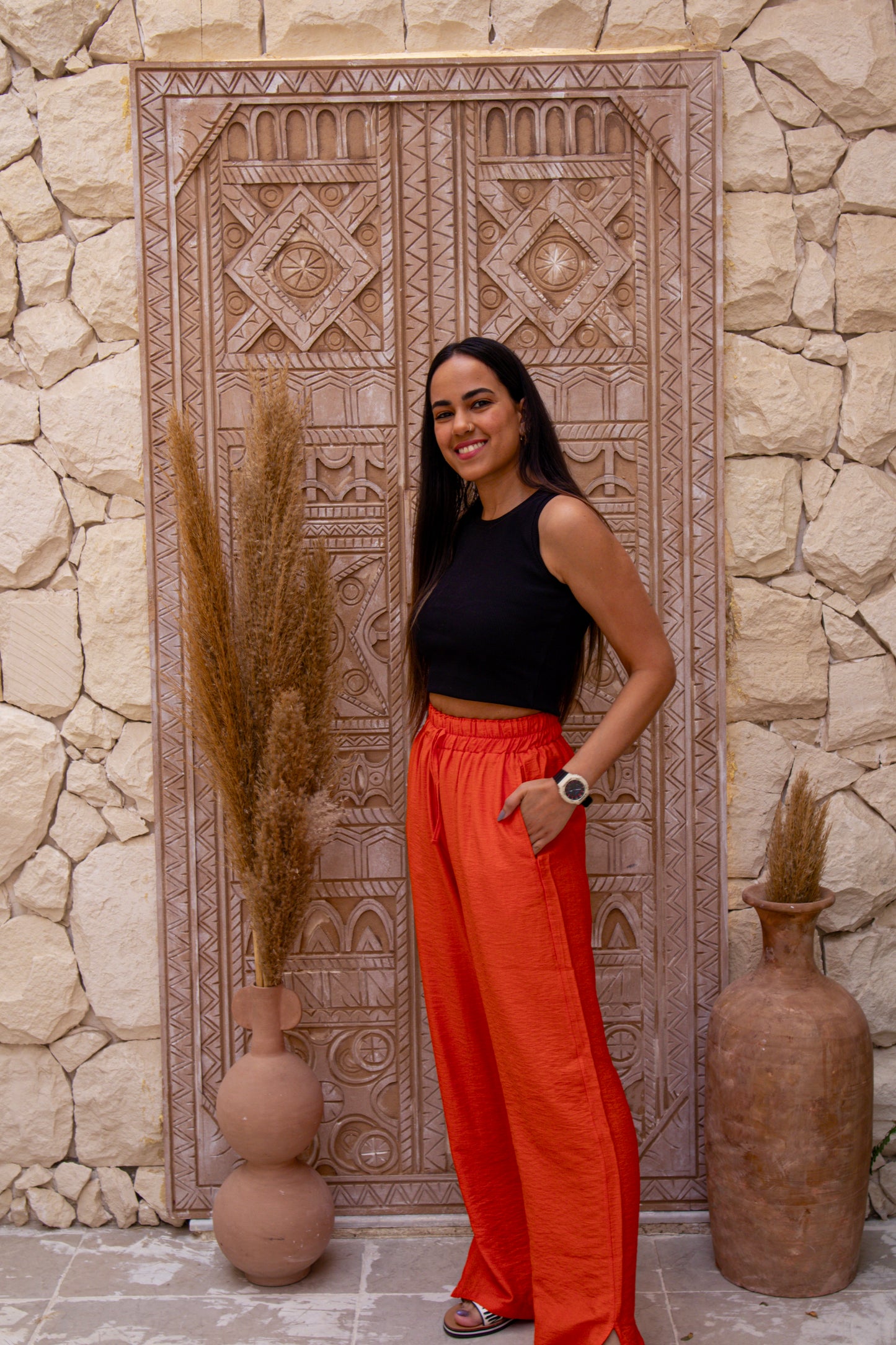 Orange Linen Pants