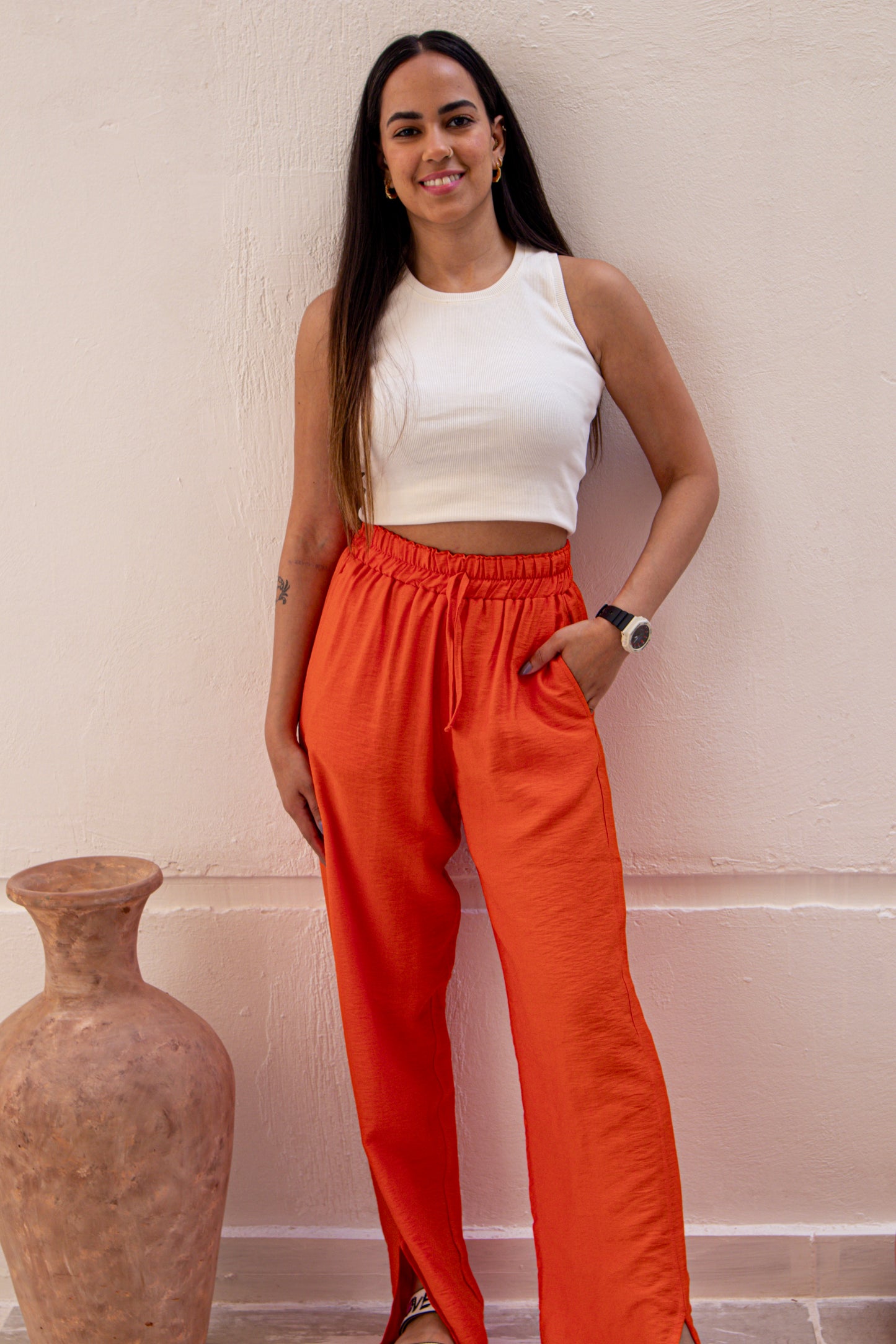 Orange Linen Pants