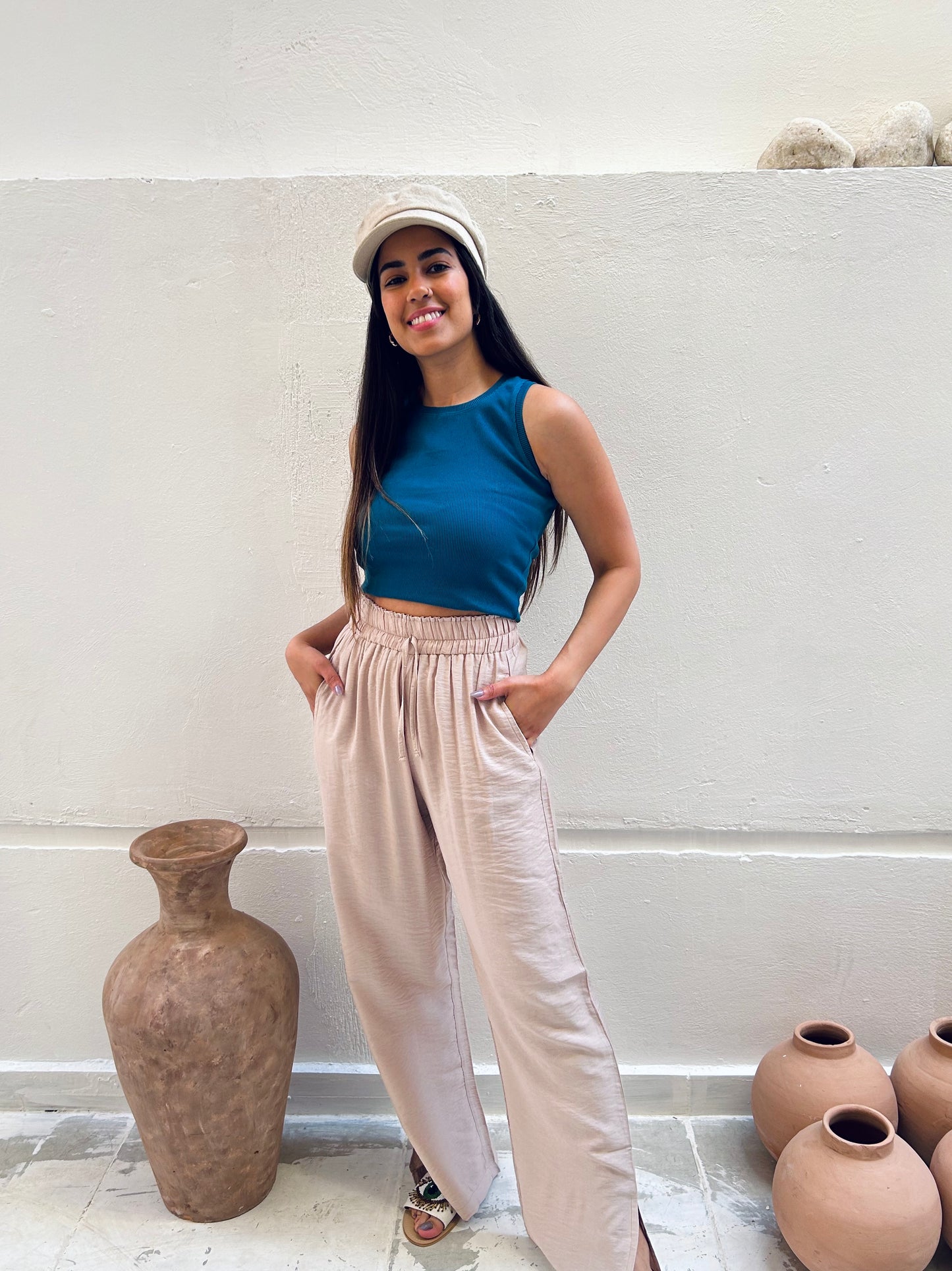 Camel Beige Linen Pants