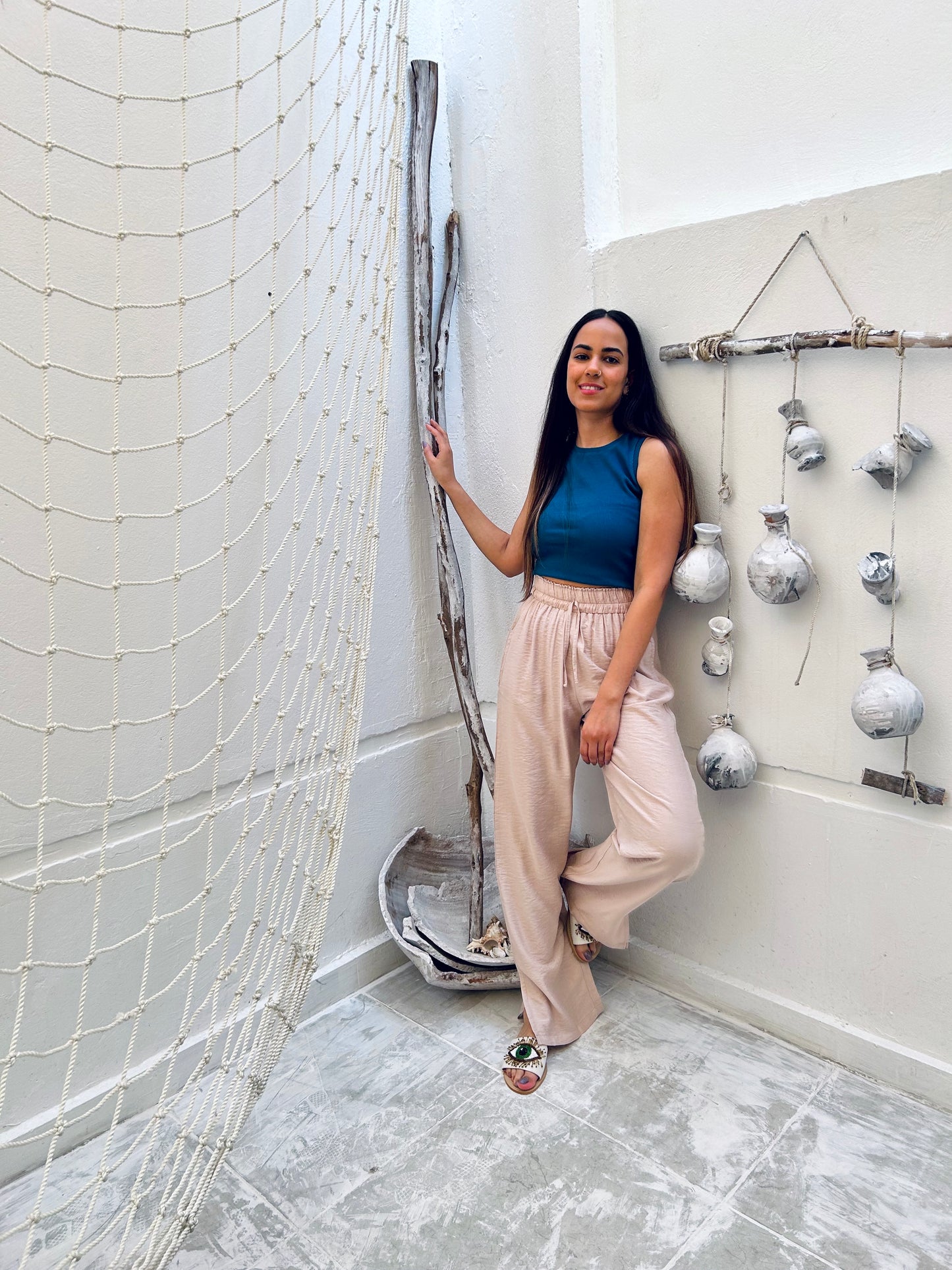 Camel Beige Linen Pants