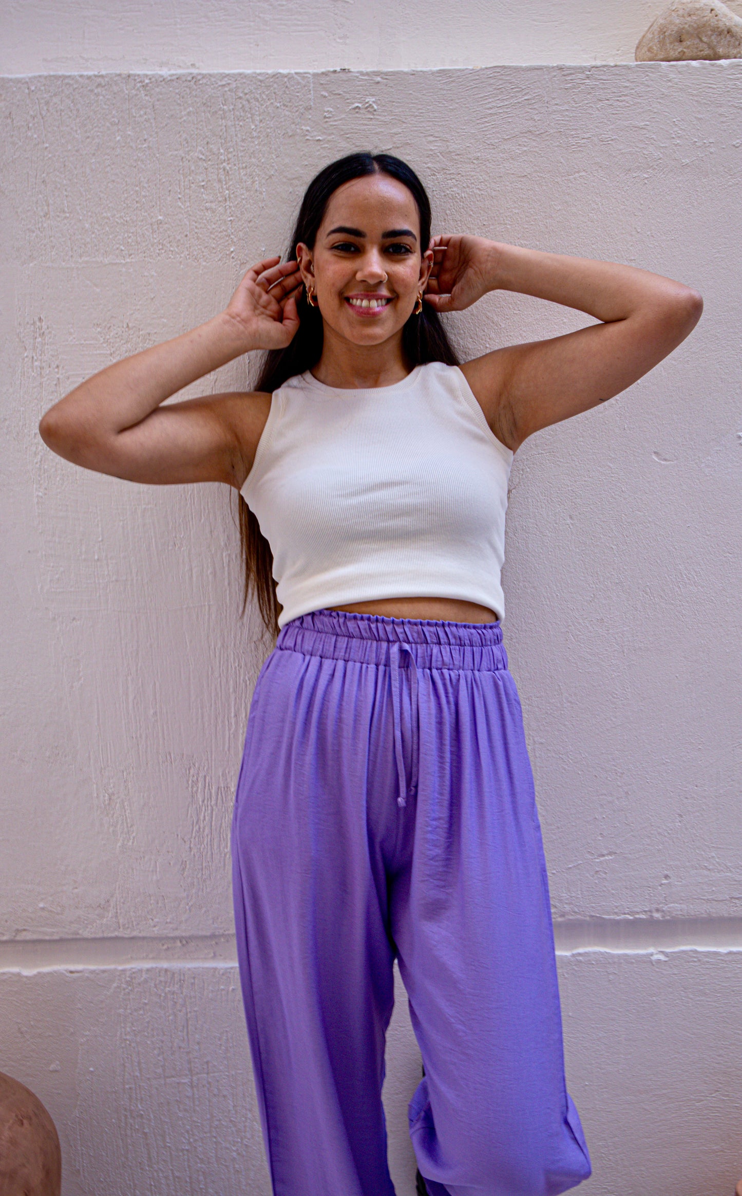 Lilac Purple Linen Pants