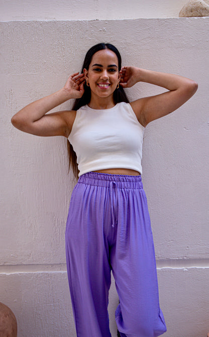 Lilac Purple Linen Pants