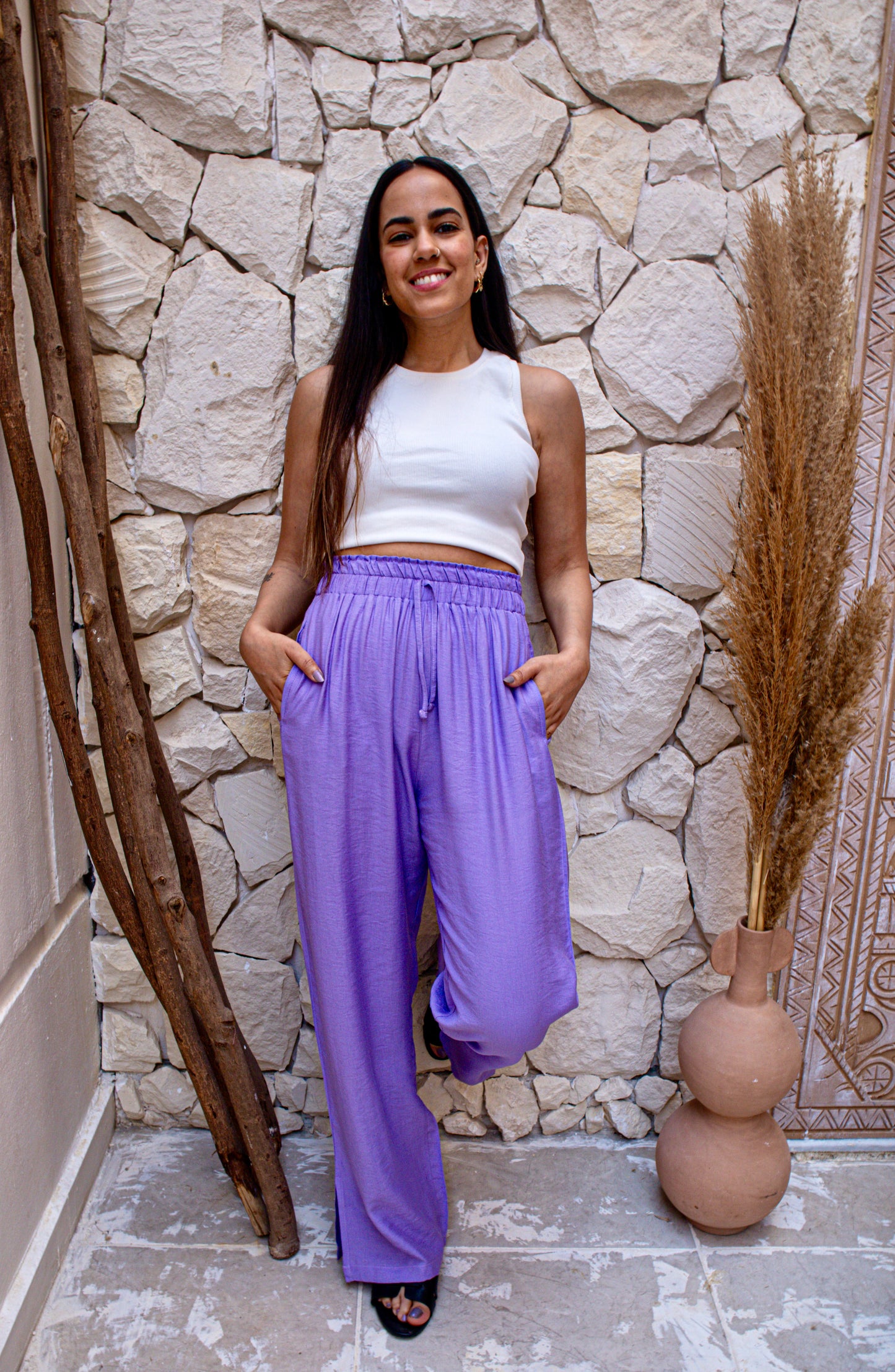 Lilac Purple Linen Pants